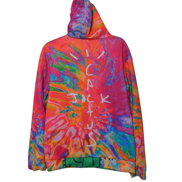 Travi$ Scott Rainbow Tie Dye Cactus Jack Hoodie – Size M - Picture 3 of 9